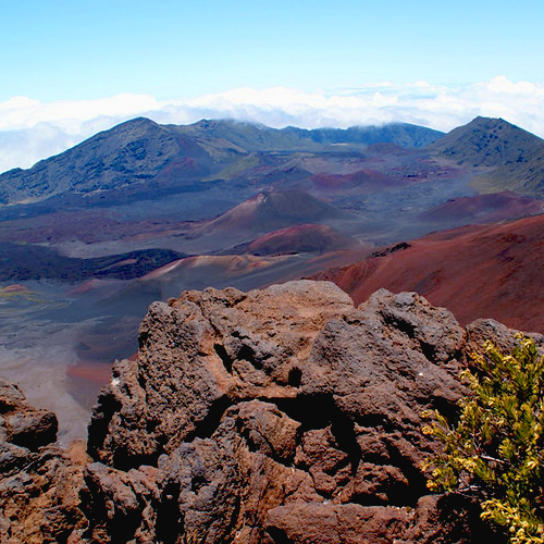 Mouth of a volcano Leleiwi Overlook in Haleakala National Park (Maui, Hawaii).